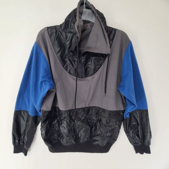 Le Tigre Men's Hooded Lined Windbreaker Jacket Blue/Gray Size L - Picture 1 of 7